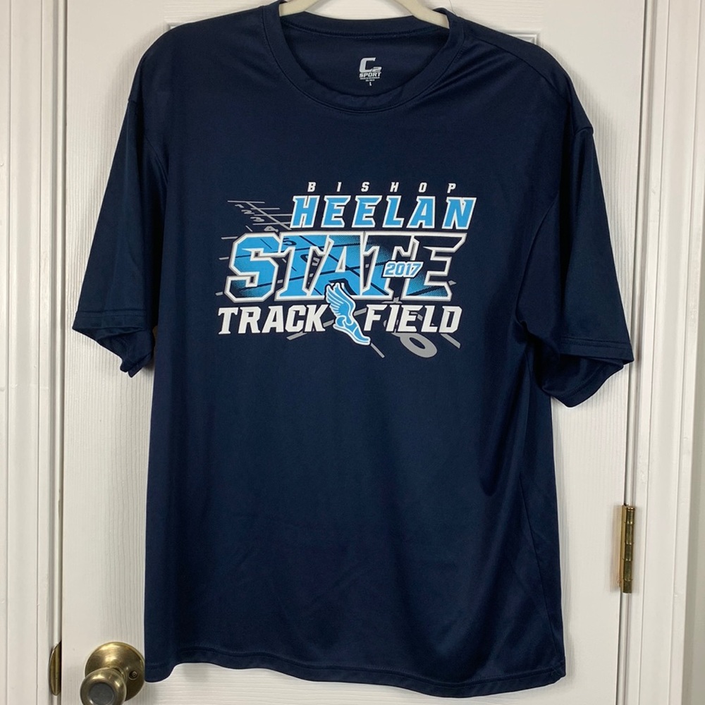 C2 Sport navy blue 100% polyester short sleeved tee shirt size Lg. 2017 Iowa